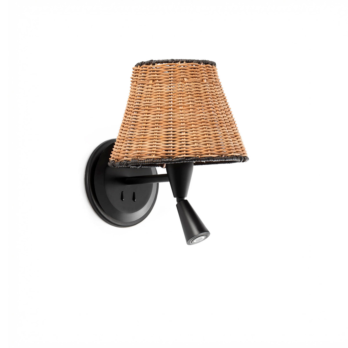 Faro Barcelona 64309-71-US Sumba Wall Sconce with Reading Light in Black/Rattan
