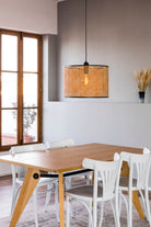 Faro Barcelona 64315-49-US Mambo Pendant in Black/Rattan