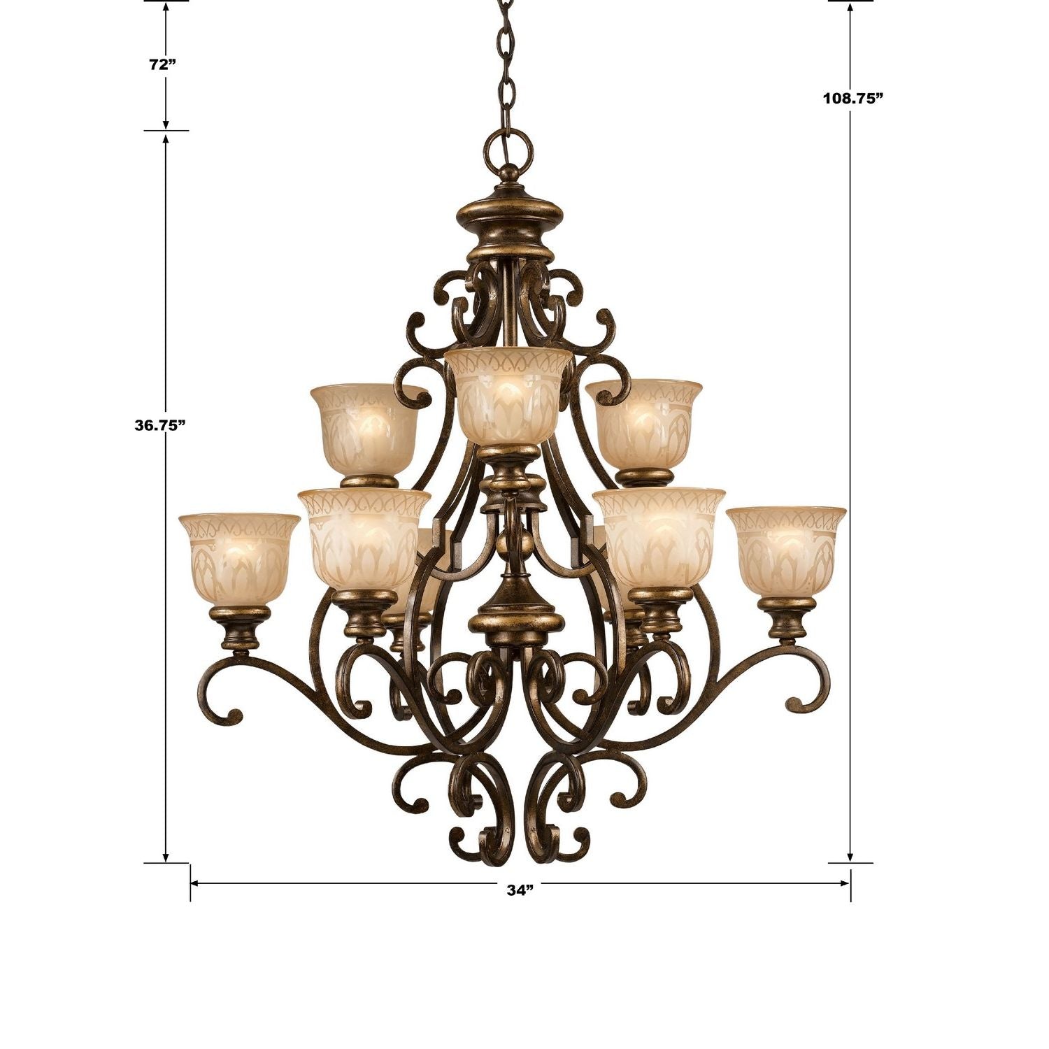 Crystorama - 7409-BU - Nine Light Chandelier - Norwalk - Bronze Umber