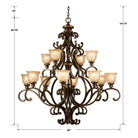 Crystorama - 7412-BU - 12 Lumières Suspendu - Norwalk - Bronze Umber