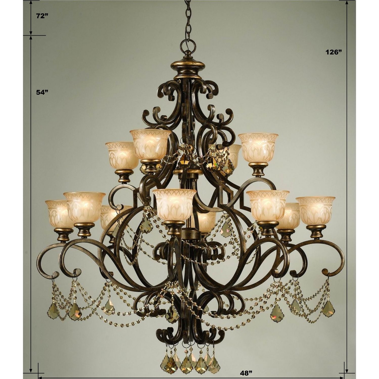 Crystorama - 7512-BU-GT-MWP - 12 Light Chandelier - Norwalk - Bronze Umber