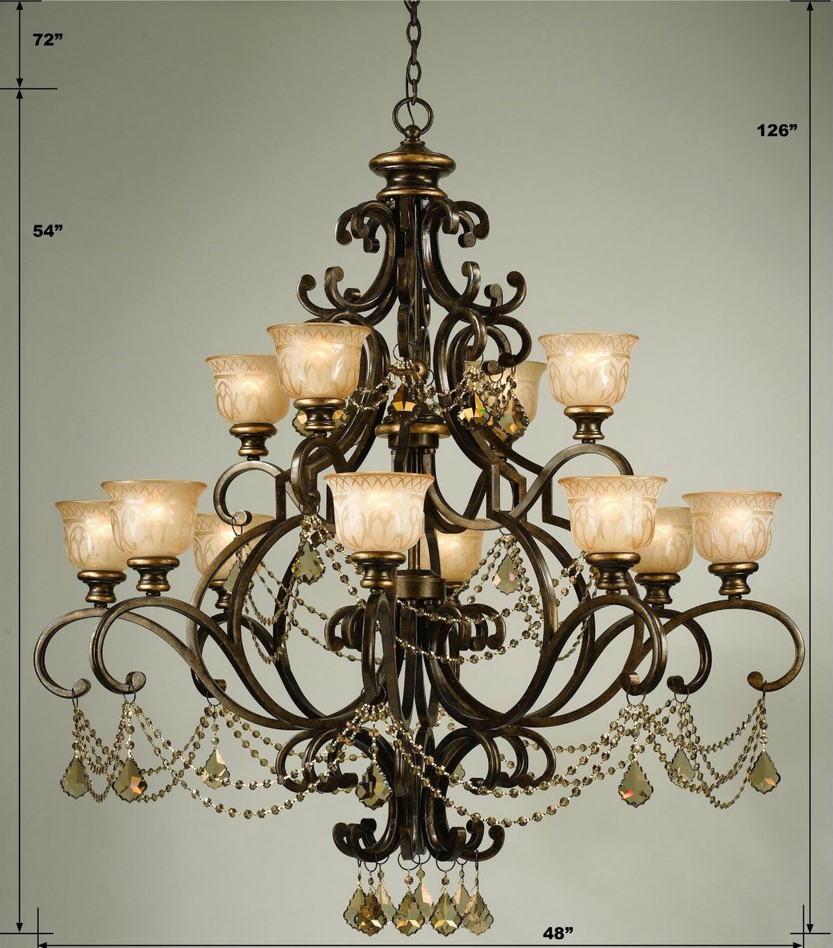 Crystorama - 7512-BU-GT-MWP - 12 Lumières Suspendu - Norwalk - Bronze Umber