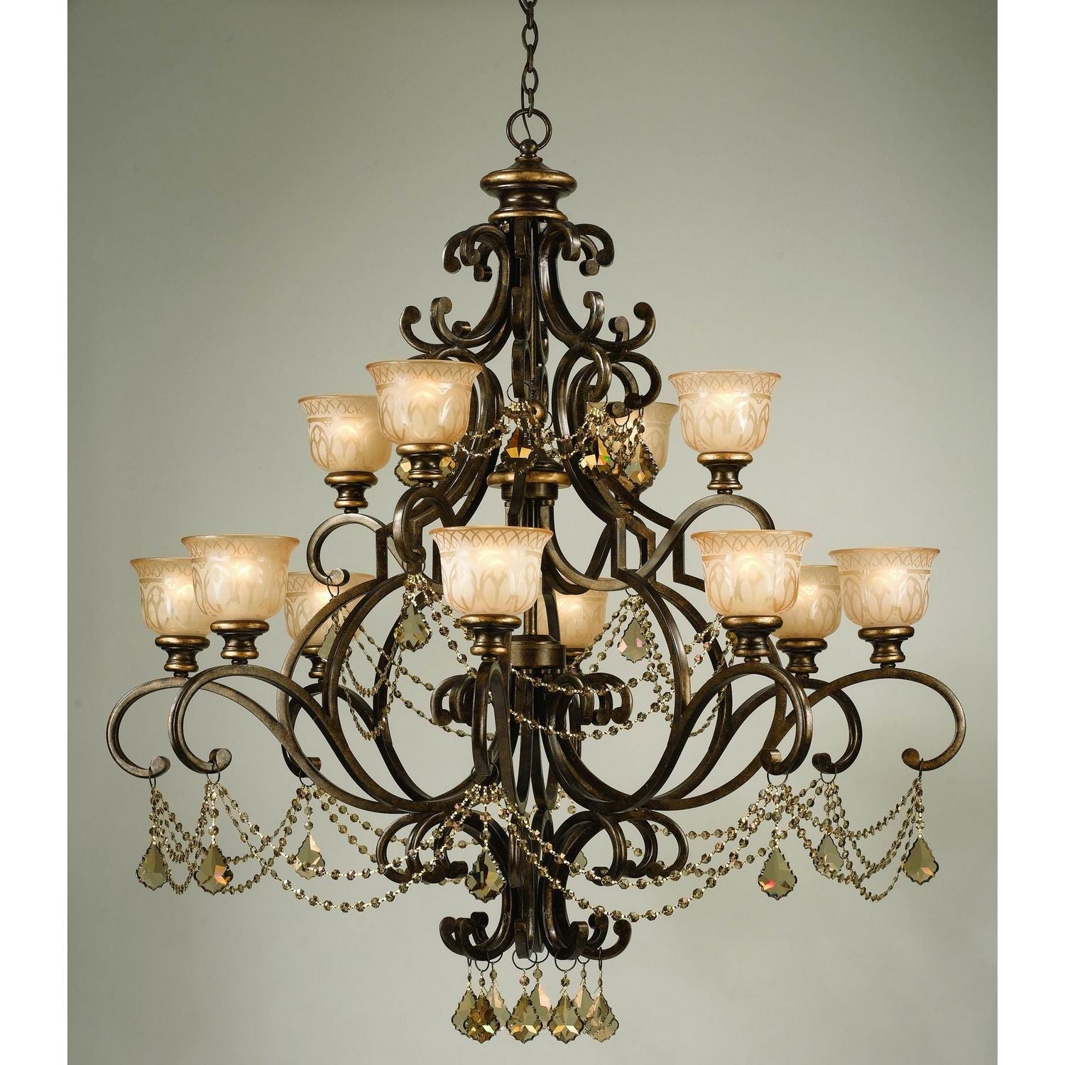 Crystorama - 7512-BU-GT-MWP - 12 Light Chandelier - Norwalk - Bronze Umber