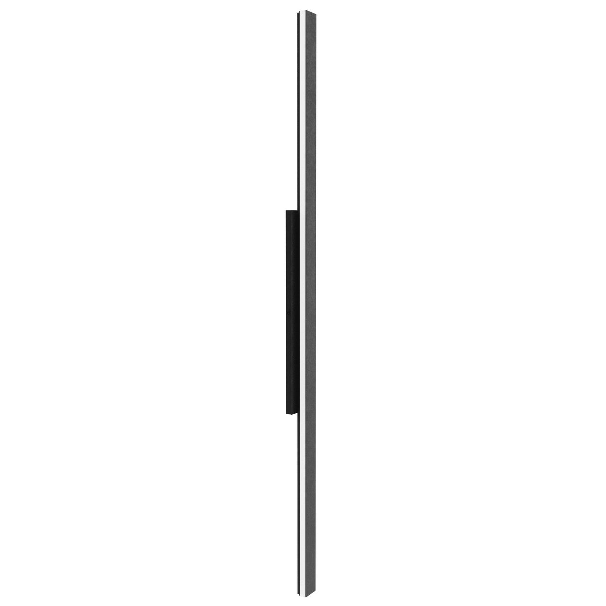 Avenue LED extérieure mince Murale Vue de trois quarts de l'AV2168-BLK — montre le panneau diffuseur LED blanc longeant le bord supérieur