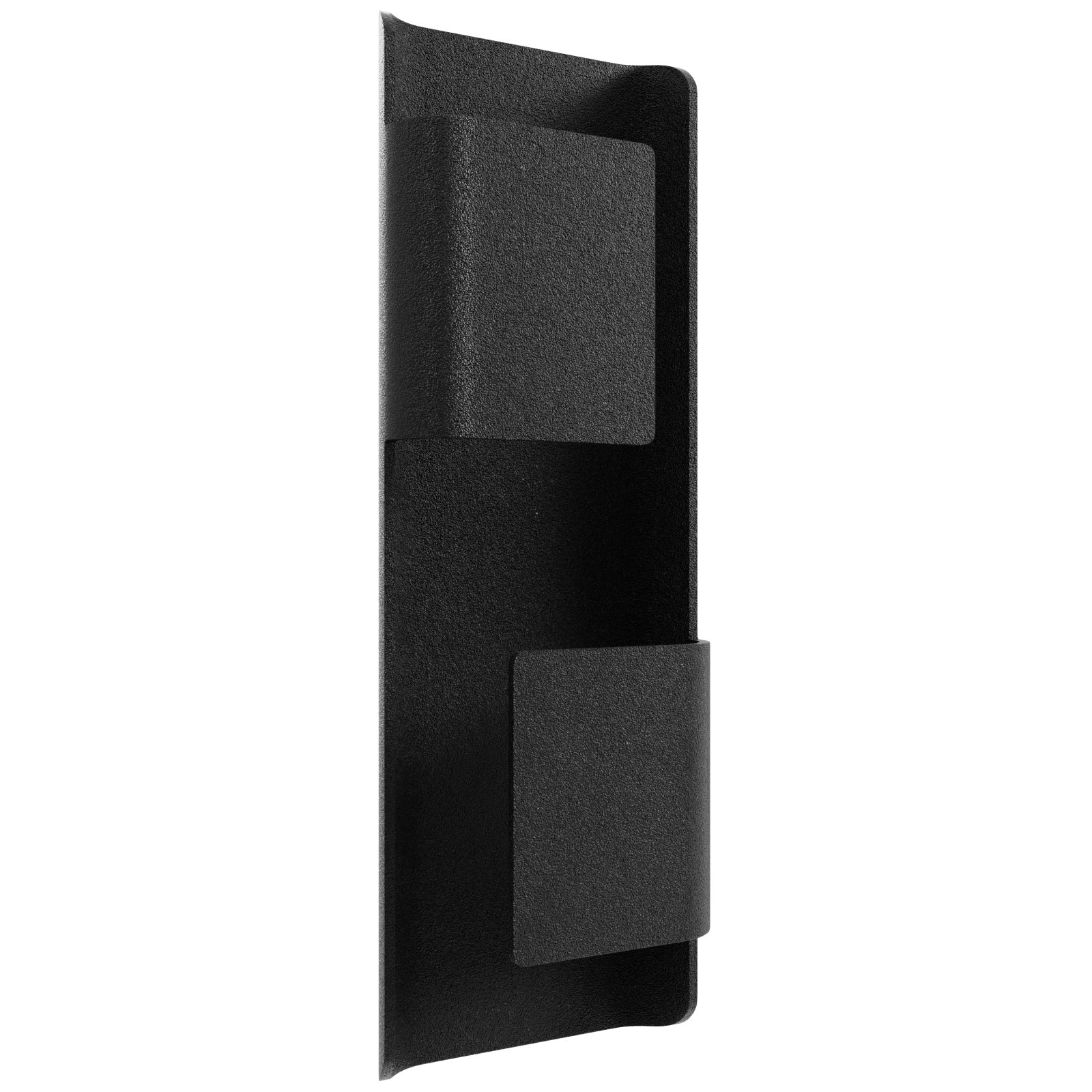 Panneau LED extérieur Avenue à 2 panneaux Murale AV2418-BLK angle trois-quarts — une barre de séparation horizontale sépare clairement les panneaux lumineux supérieur et inférieur