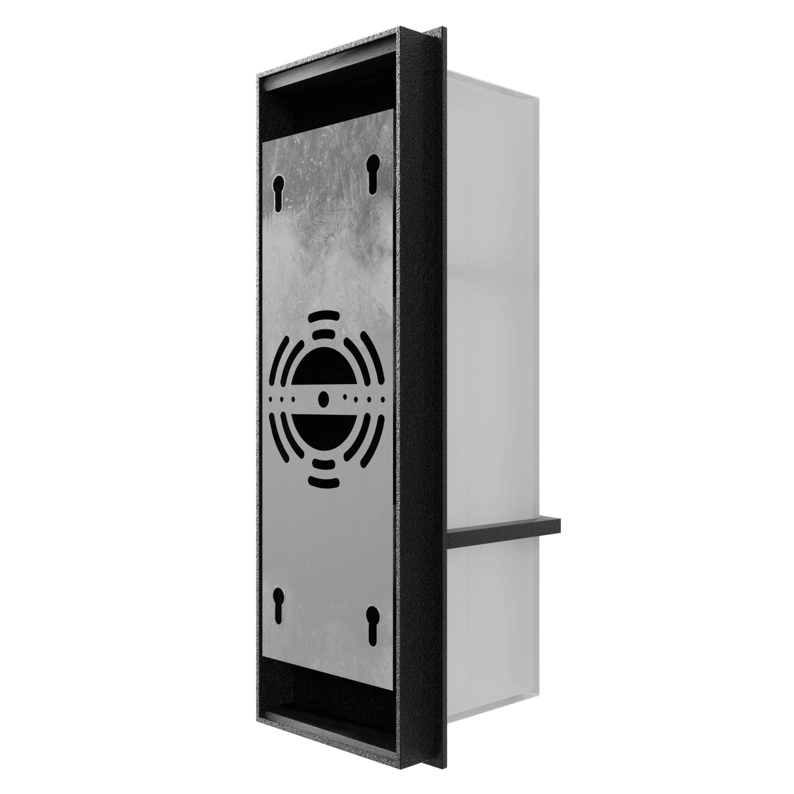Avenue Outdoor Faux Wood Grain LED Wall Sconce AV2618-BLK side profile — 3-inch wall extension showing edge of wood-grain face panel