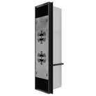 Avenue Outdoor Faux Wood Grain LED Wall Sconce AV2624-BLK installed on exterior wall — wood grain texture illuminated with warm LED backlight