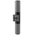 Avenue Outdoor Cylindrique Perforé LED Haut/Bas Murale AV2724-BLK angle trois quarts — dessus ouvert visible, la lumière est projetée vers le haut à travers un cylindre perforé