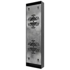 Panneau LED surélevé extérieur Avenue Murale AV3218-BLK angle trois-quarts — la profondeur du panneau LED surélevé crée une ligne d'ombre marquée sur la plaque arrière plate