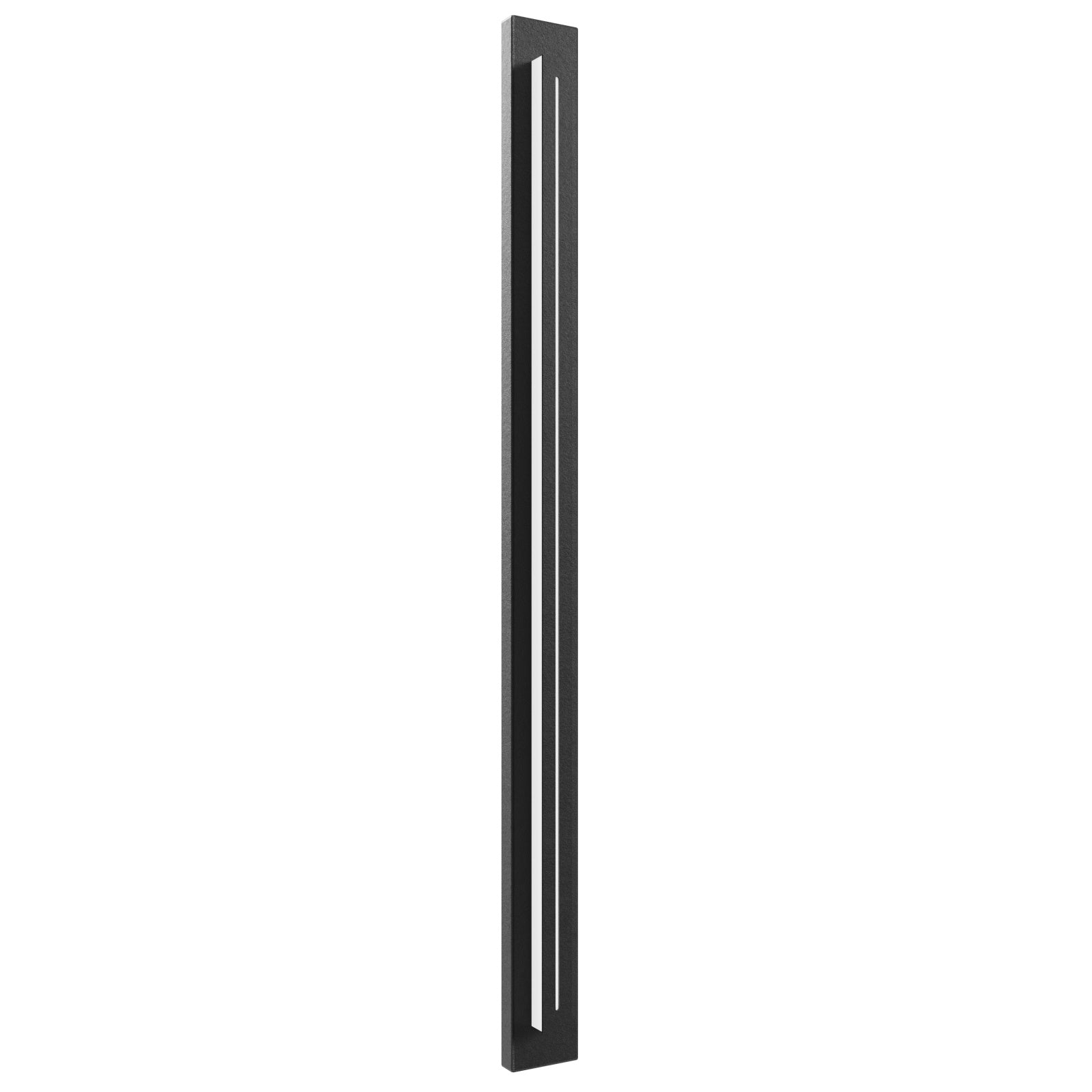 Panneau LED surélevé extérieur Avenue Murale AV3268-BLK angle trois-quarts — la profondeur du panneau LED surélevé crée une ligne d'ombre marquée sur la plaque arrière plate