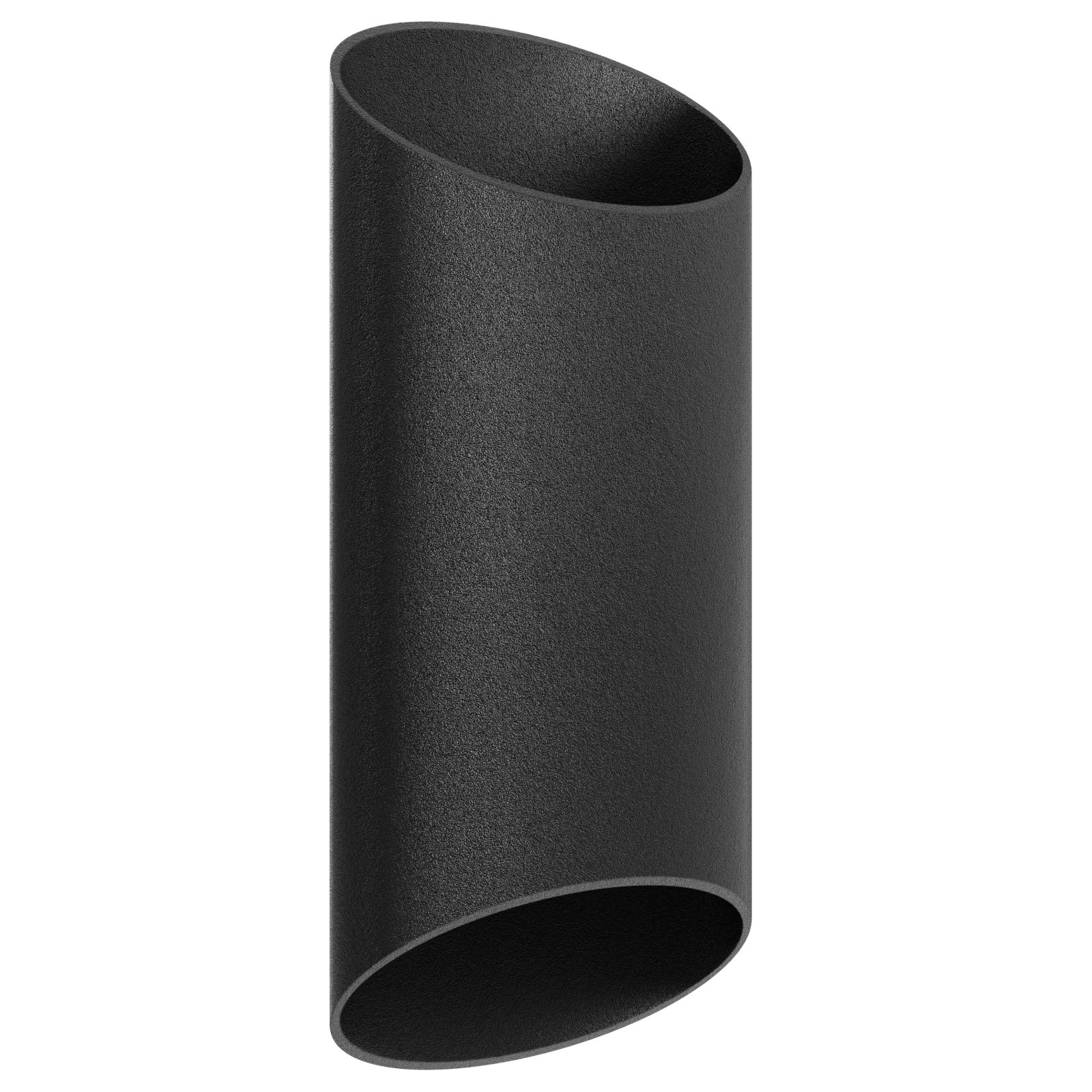 Avenue Cylindrique LED extérieure Murale AV9896-BLK angle trois quarts — section transversale circulaire du cylindre noir clairement visible