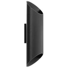 Avenue Outdoor Cylindrical LED Wall Sconce AV9896-BLK side profile — 3-inch wall projection, black cylinder silhouette