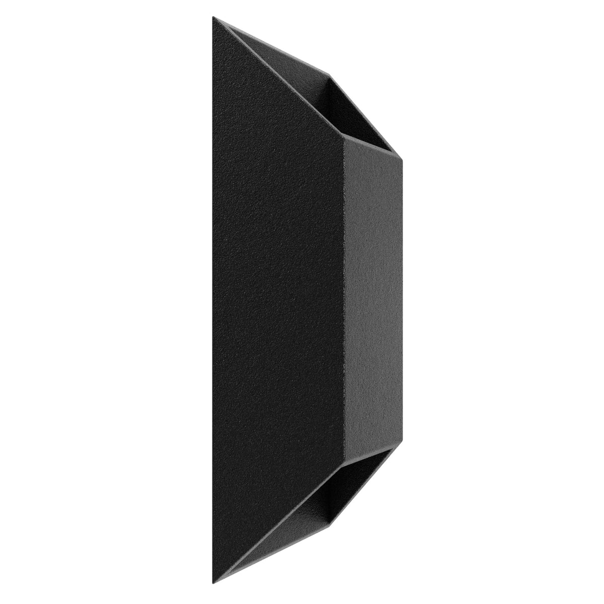 Avenue Outdoor Wide Cylindrical LED Wall Sconce AV9899-BLK three-quarter angle — wider depth distinguishes this from slim cylindrical, black finish