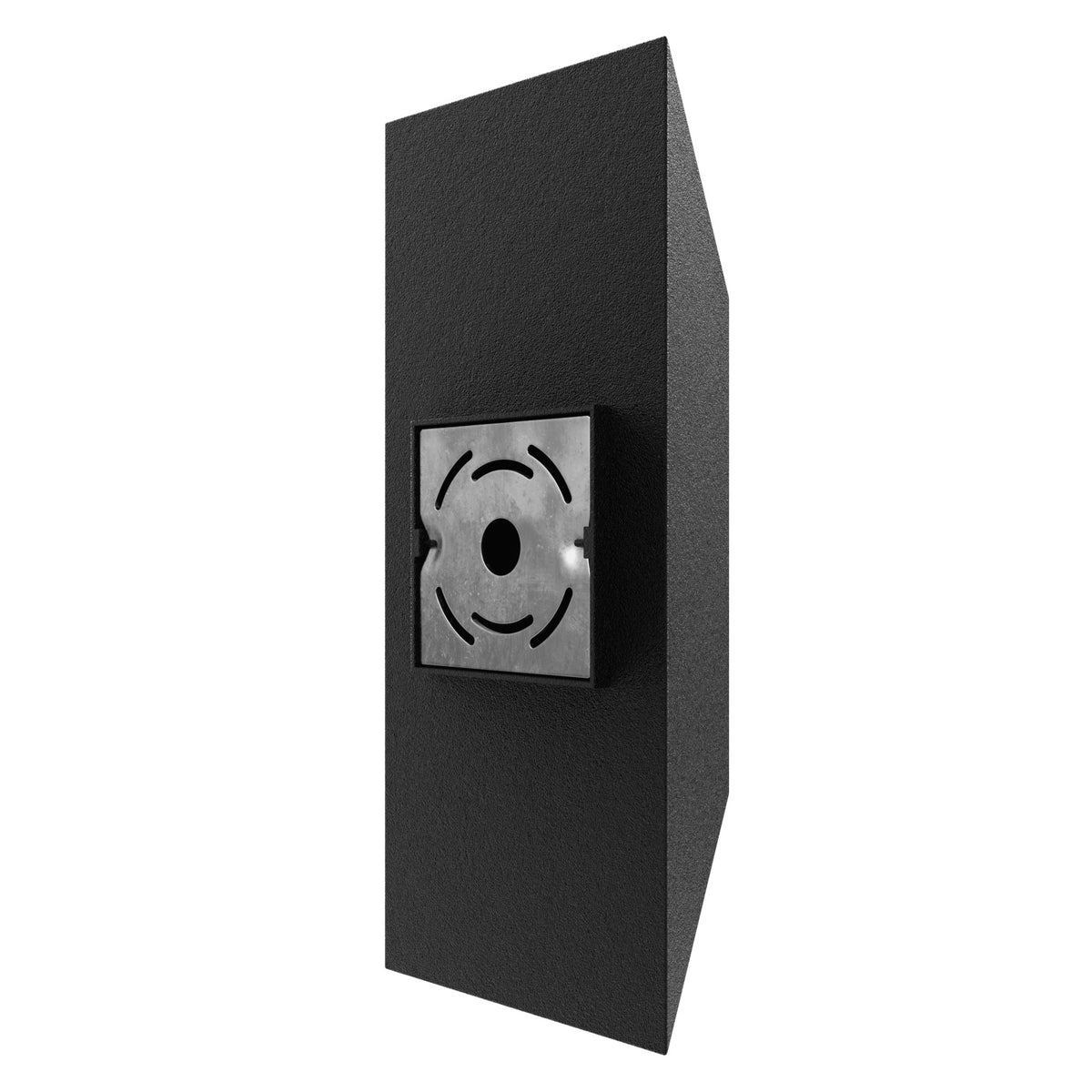 Avenue Outdoor Wide Cylindrical LED Wall Sconce AV9899-BLK side profile — 4-inch depth visible, circular cross-section on black body