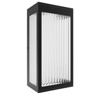 Avenue Outdoor Rectangular LED Wall Sconce AV9901-BLK three-quarter angle — black body with even LED illumination across rectangular face