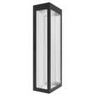 Avenue Outdoor Rectangular LED Wall Sconce AV9902-BLK three-quarter angle — black body with even LED illumination across rectangular face