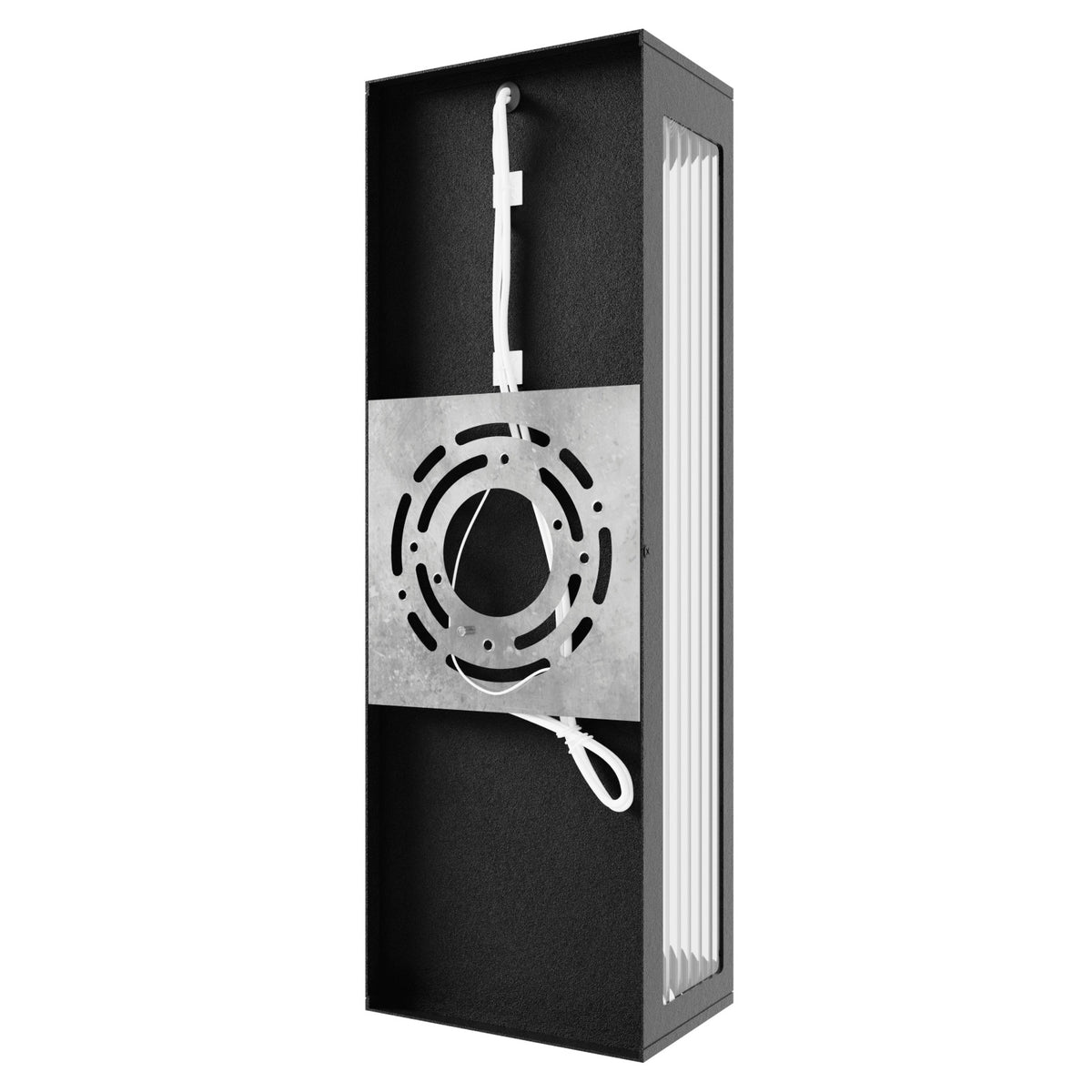 Avenue Outdoor Rectangular LED Wall Sconce AV9902-BLK side profile — low-profile 2-inch wall depth, black frame edge