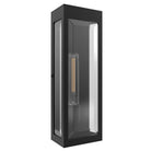 Boîte rectangulaire extérieure Avenue Murale AV9906-BLK vue de face — Cadre noir ajouré à 1 lumière de 45,7 cm (18 po) de hauteur, avec douille E26 apparente et fond blanc