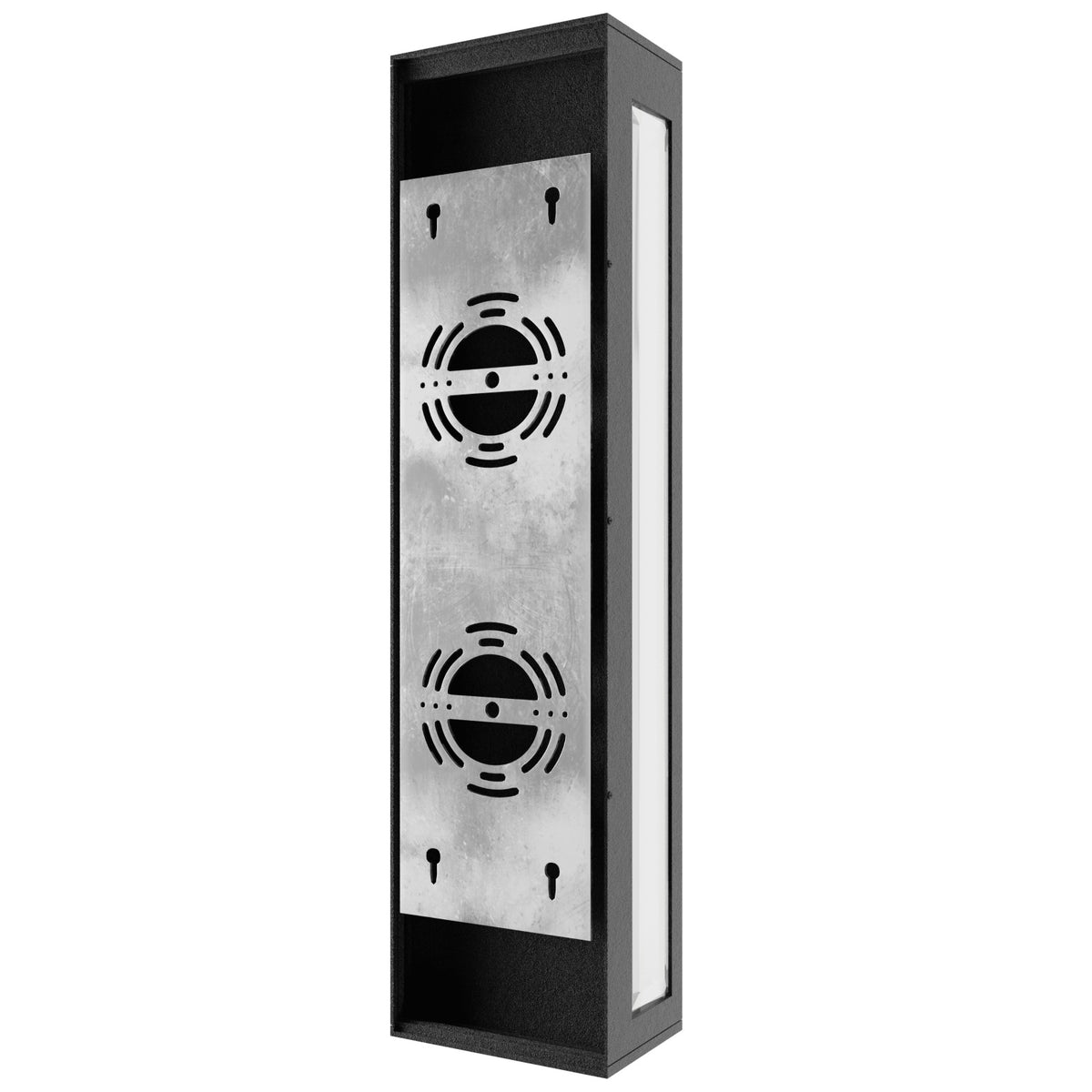 Avenue Outdoor Rectangular Box Wall Sconce AV9907-BLK side profile — open rectangular cage silhouette, 4-inch wall projection