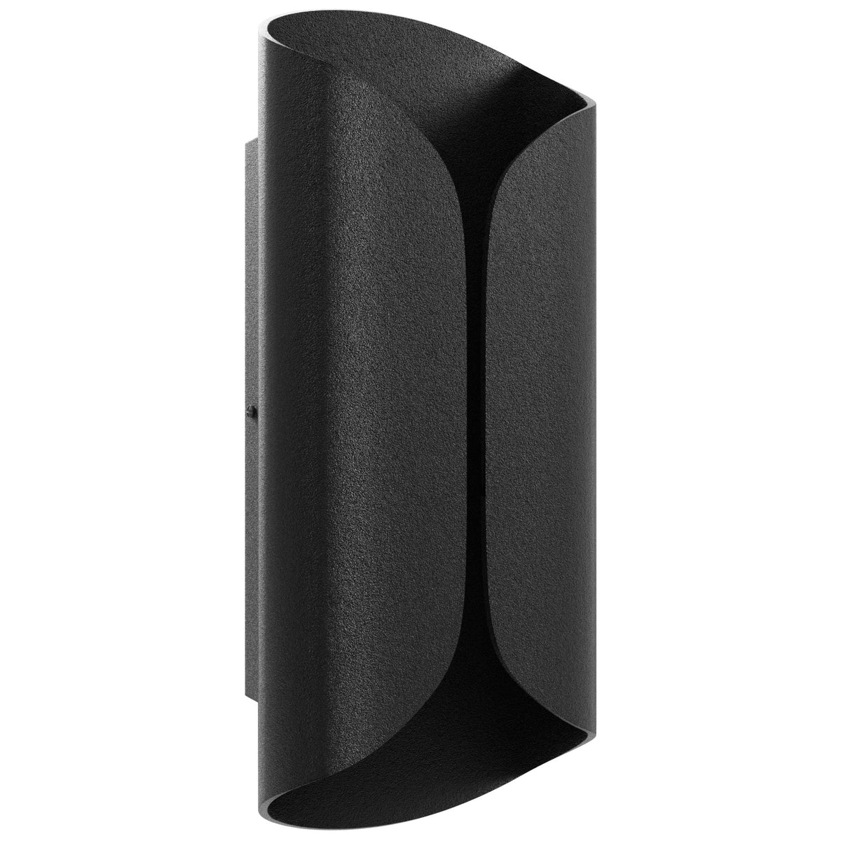 Avenue Outdoor LED 6"W Murale AV9909-BLK vue de face — Rectangle noir de 35,6 cm de haut et 15,2 cm de large avec façade LED blanche et fond blanc