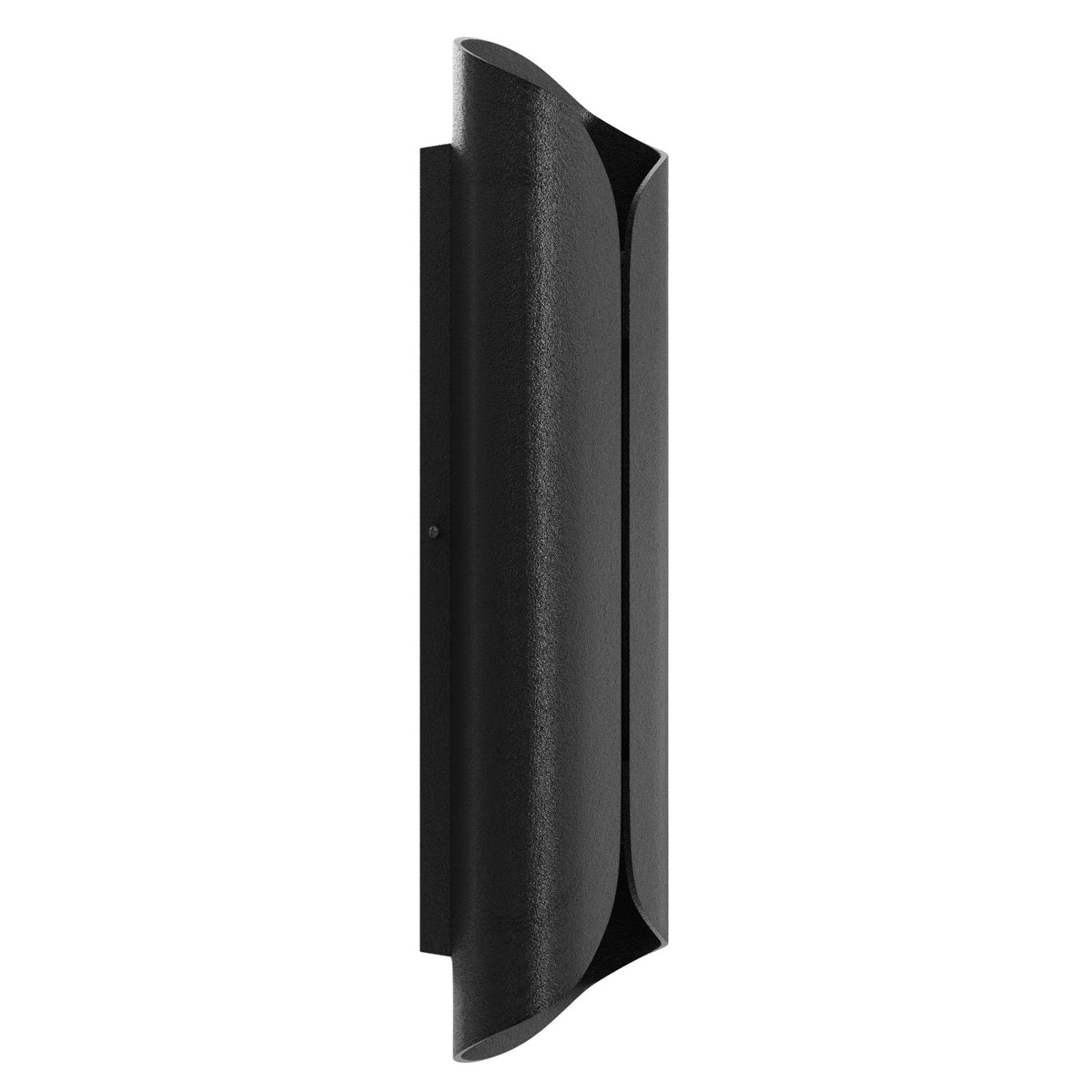 Avenue Outdoor LED 6"W Murale AV9910-BLK à angle trois quarts — boîtier noir mince avec panneau frontal LED dépoli et plaque de montage arrière plate