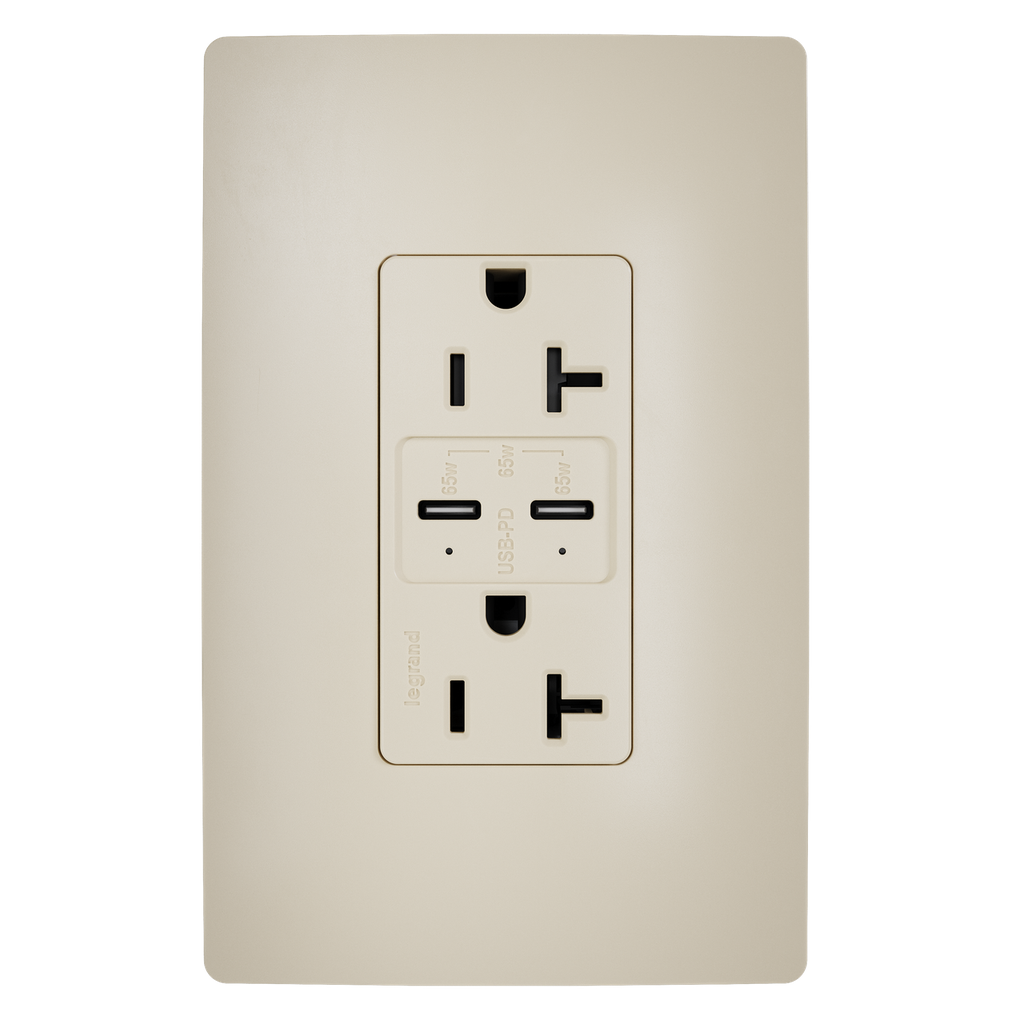 radiant® 65W Commercial USB Outlet, Type C, 20A, Tamper-Resistant