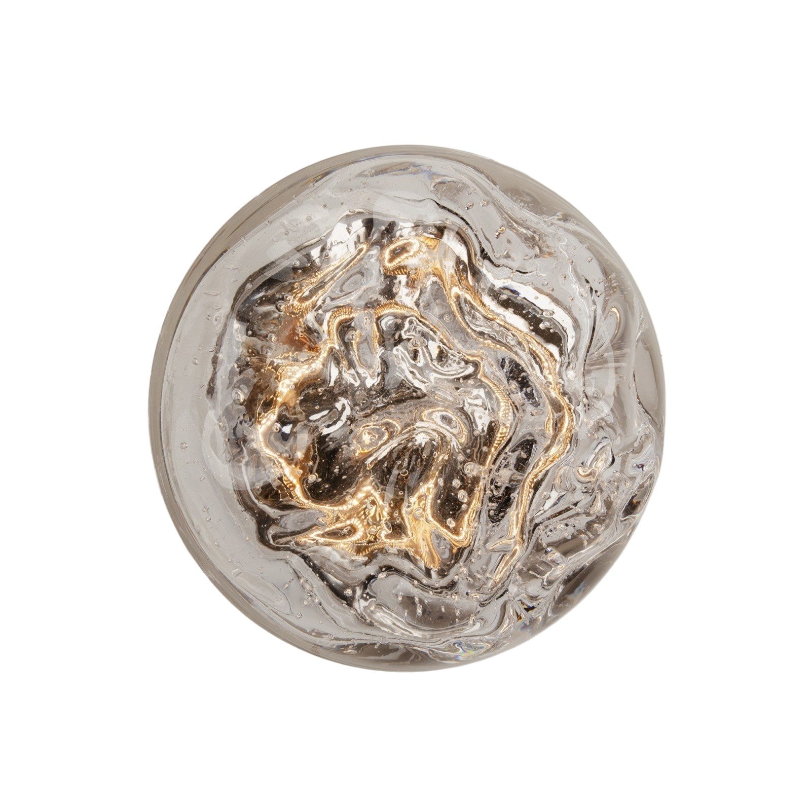 Avenue Outdoor LED Wall Sconce with Wavy Glass AV8007-CLR front view — 7"H black metal fixture with clear wavy bubble glass shade, white background