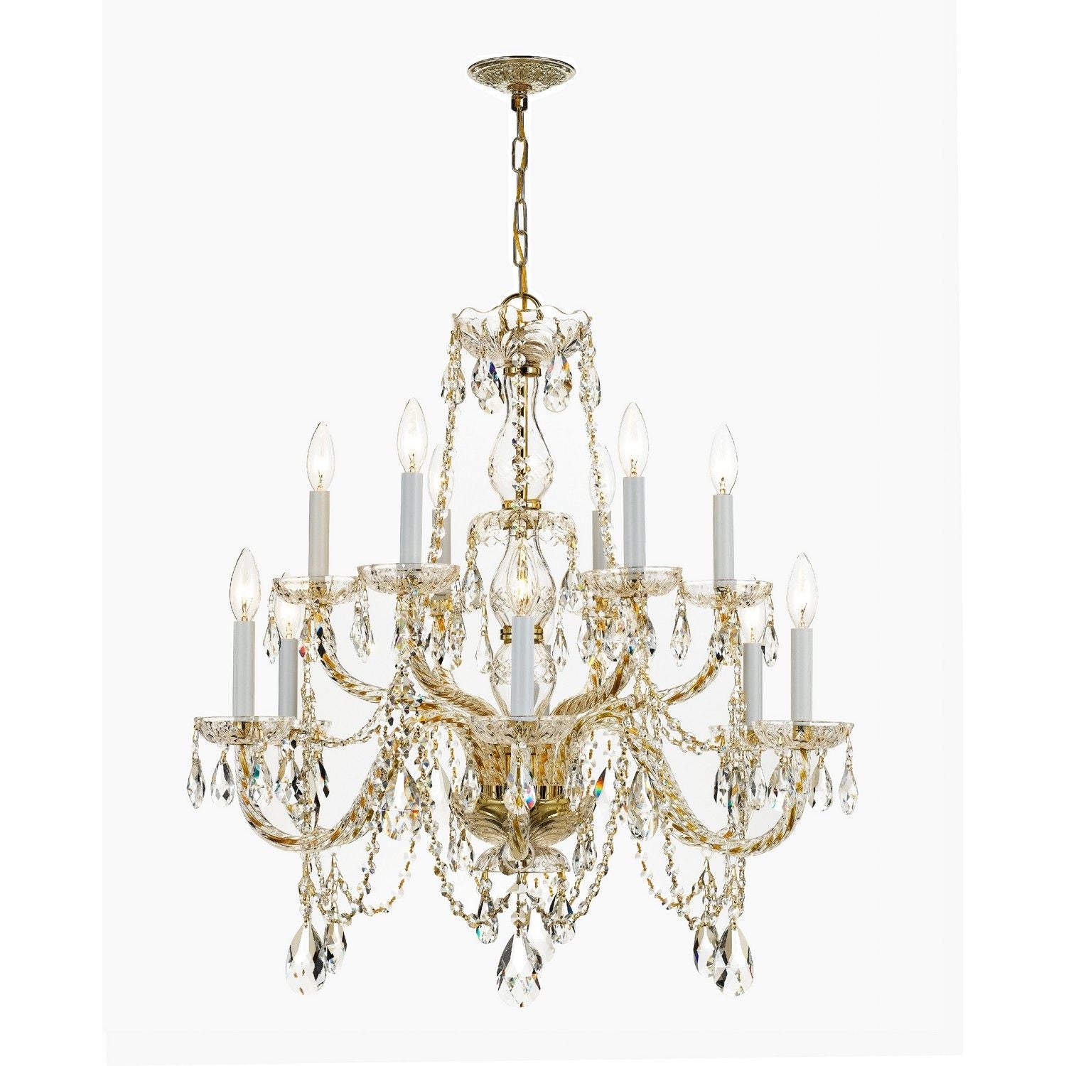 Crystorama - 1135-PB-CL-S - 12 Light Chandelier - Traditional Crystal - Polished Brass