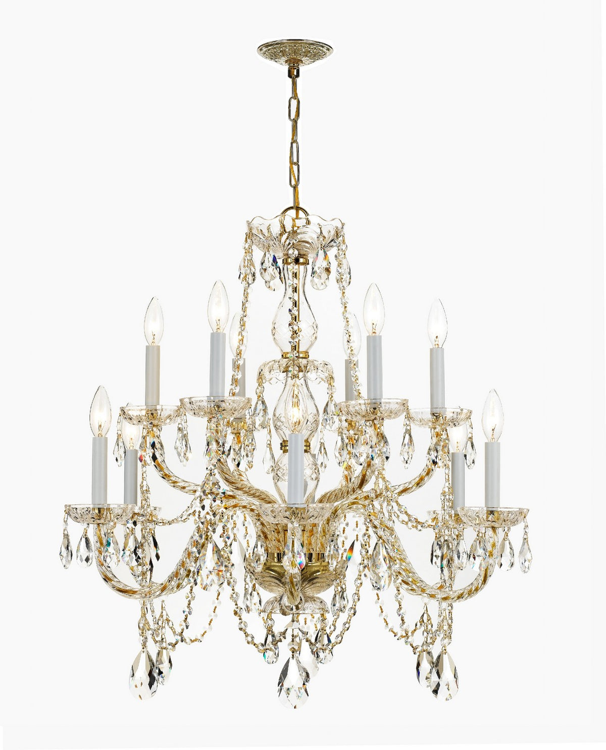 Crystorama - 1135-PB-CL-SAQ - 12 Lumières Suspendu - Cristal traditionnel - Laiton poli