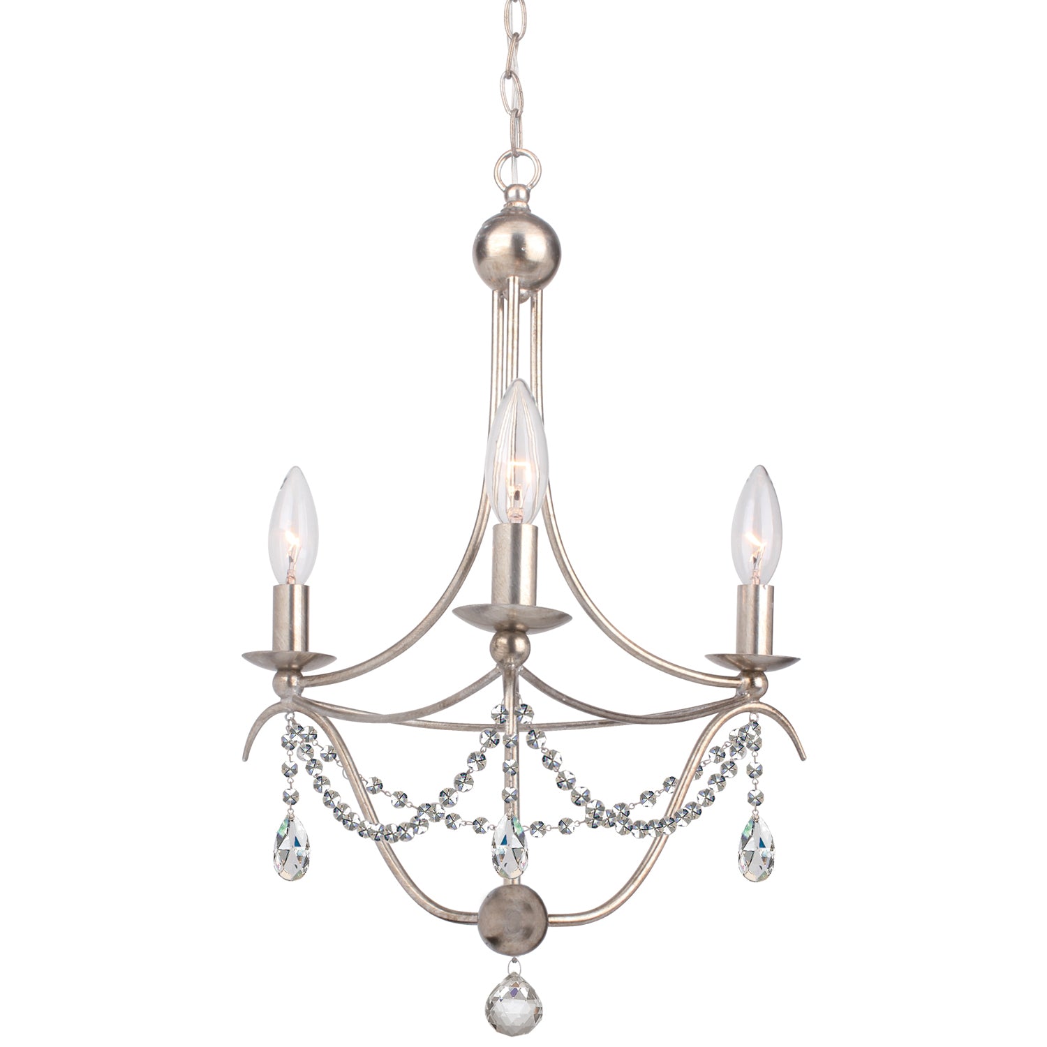 Crystorama - 413-SA-CL-MWP - Three Light Mini Chandelier - Metro - Antique Silver