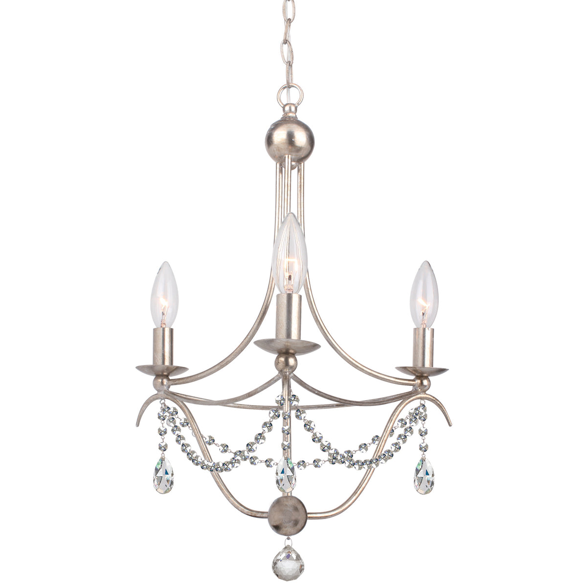 Crystorama - 413-SA-CL-MWP - Three Light Mini Chandelier - Metro - Antique Silver