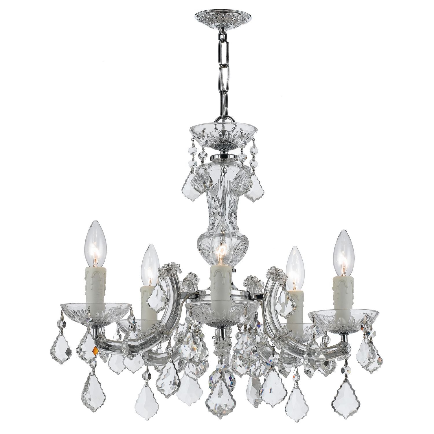 Crystorama - 4376-CH-CL-MWP - Five Light Mini Chandelier - Maria Theresa - Polished Chrome