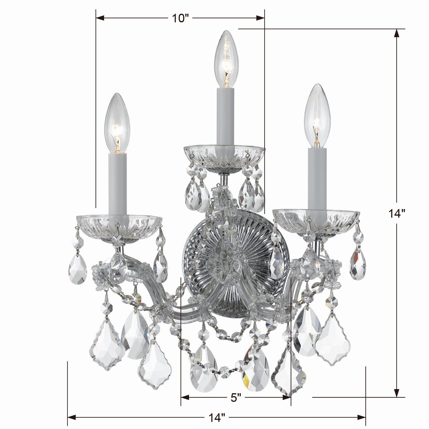 Crystorama - 4403-CH-CL-MWP - Trois lumières Murale - Maria Theresa - Chrome poli