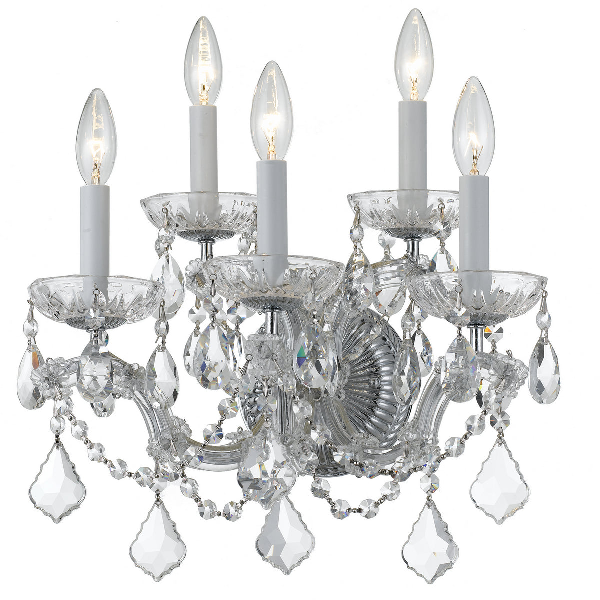 Crystorama - 4404-CH-CL-MWP - Cinq lumières Murale - Maria Theresa - Chrome poli