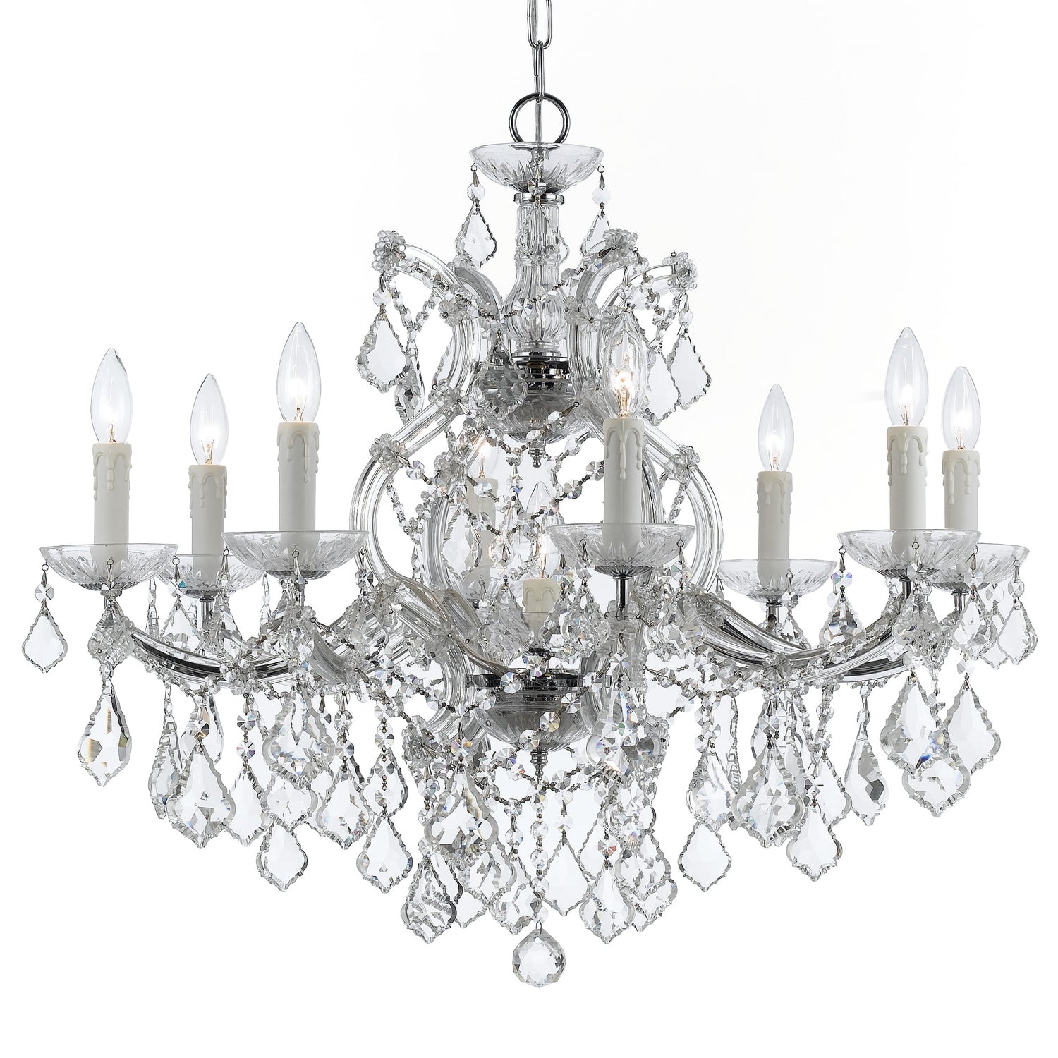 Crystorama - 4408-CH-CL-MWP - Neuf Lumières Suspendu - Maria Theresa - Chrome poli