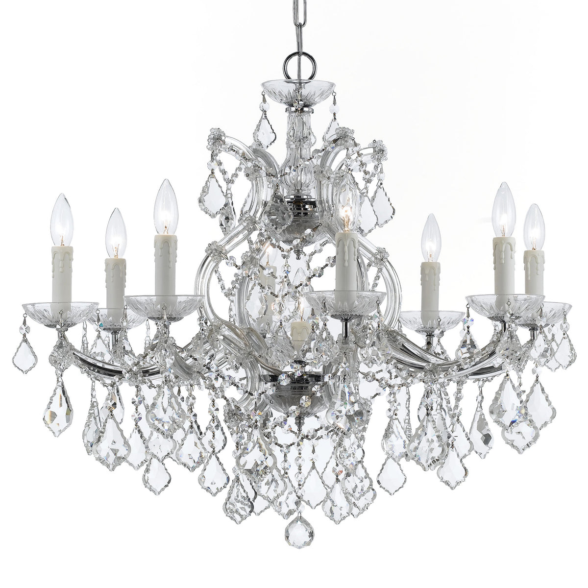 Crystorama - 4408-CH-CL-MWP - Neuf Lumières Suspendu - Maria Theresa - Chrome poli