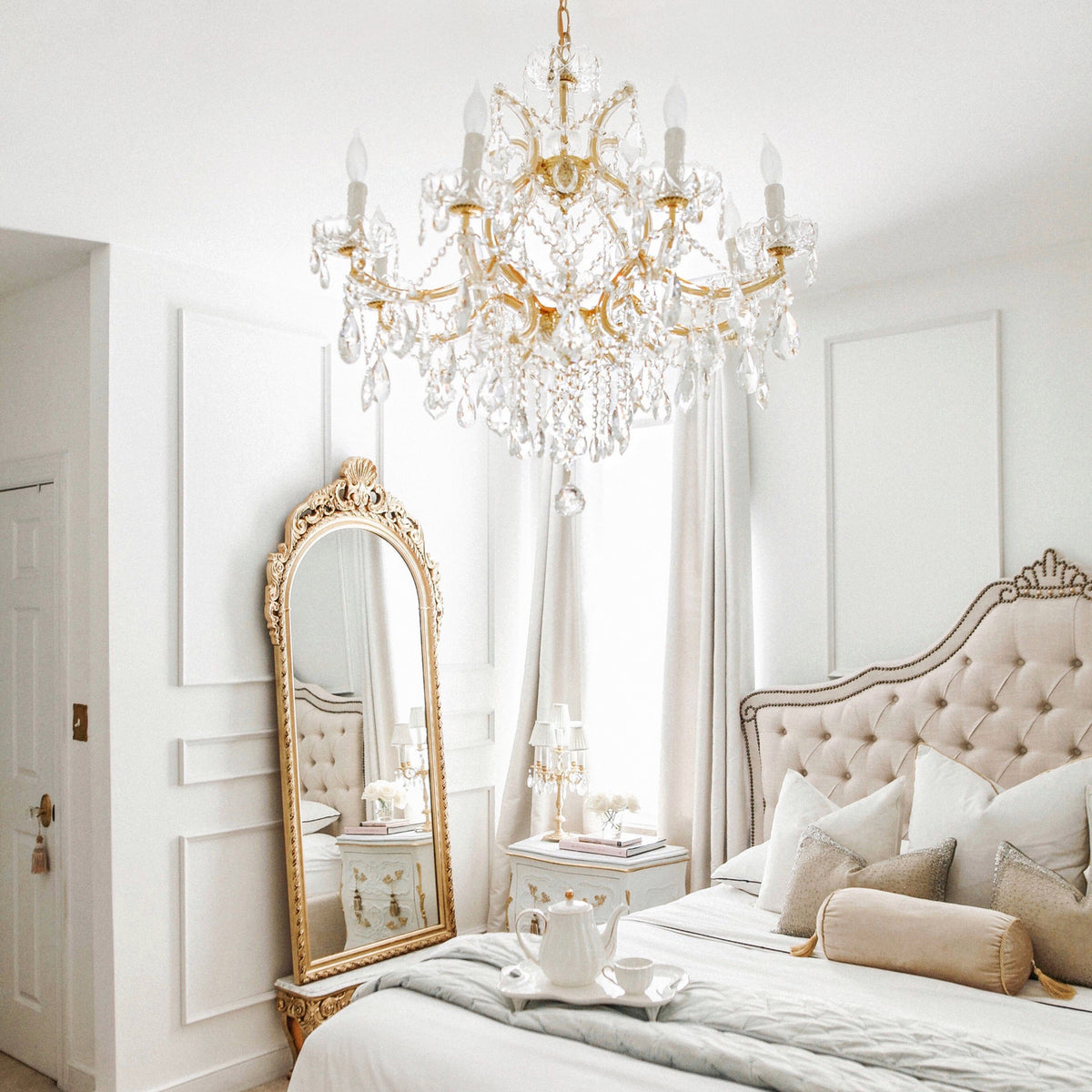 Crystorama - 4408-GD-CL-MWP - Neuf Lumières Suspendu - Marie-Thérèse - Or