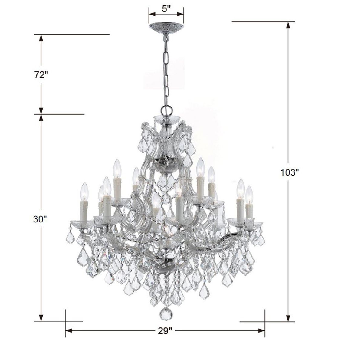 Crystorama - 4412-CH-CL-I - 13 Light Chandelier - Maria Theresa - Polished Chrome