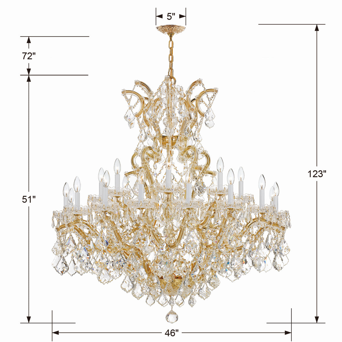 Crystorama - 4424-GD-CL-S - 25 Lumières Suspendu - Marie-Thérèse - Or