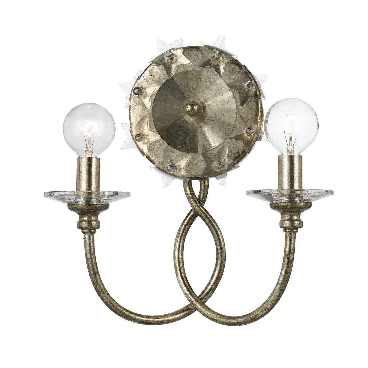 Crystorama - 442-SA - Deux lumières Murale - Saule - Argent antique