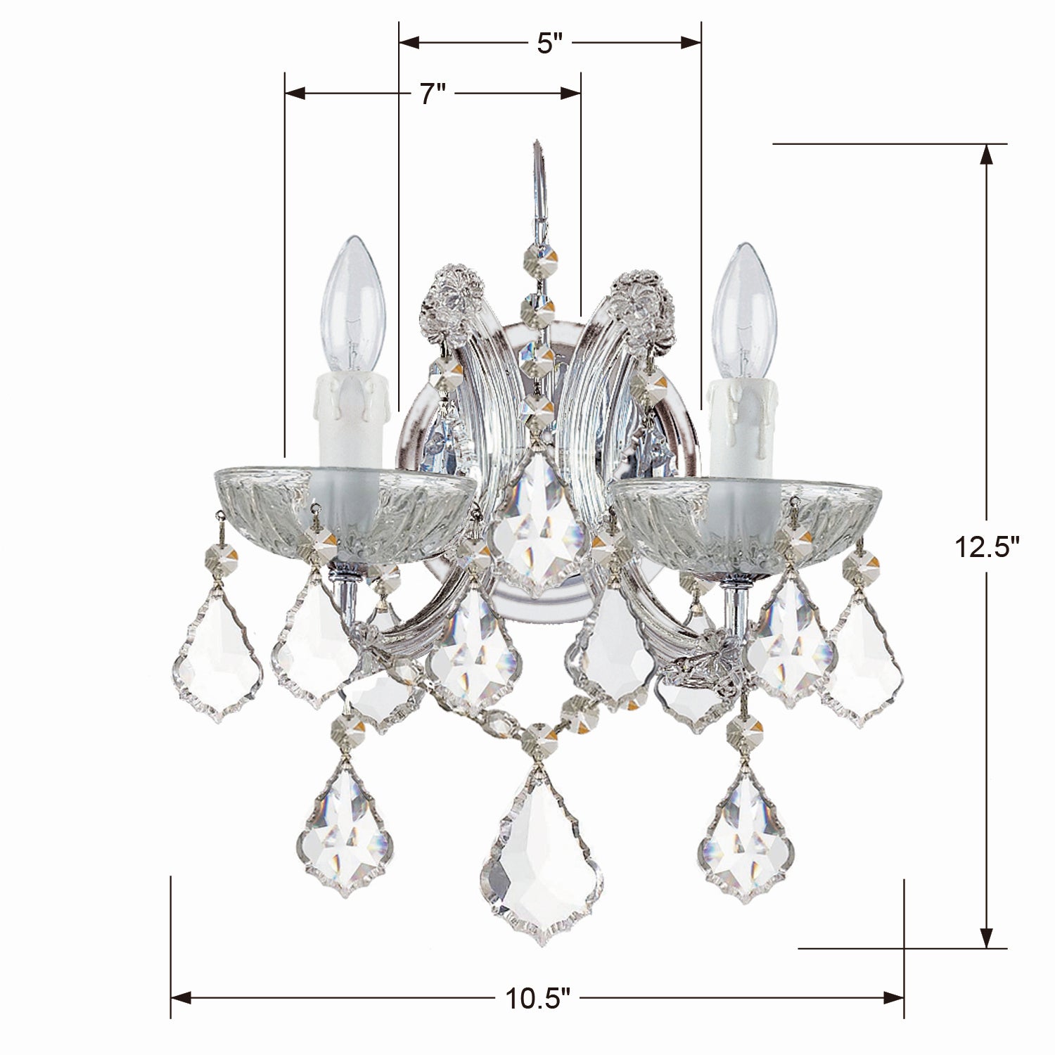 Crystorama - 4472-CH-CL-I - Deux lumières Murale - Maria Theresa - Chrome poli