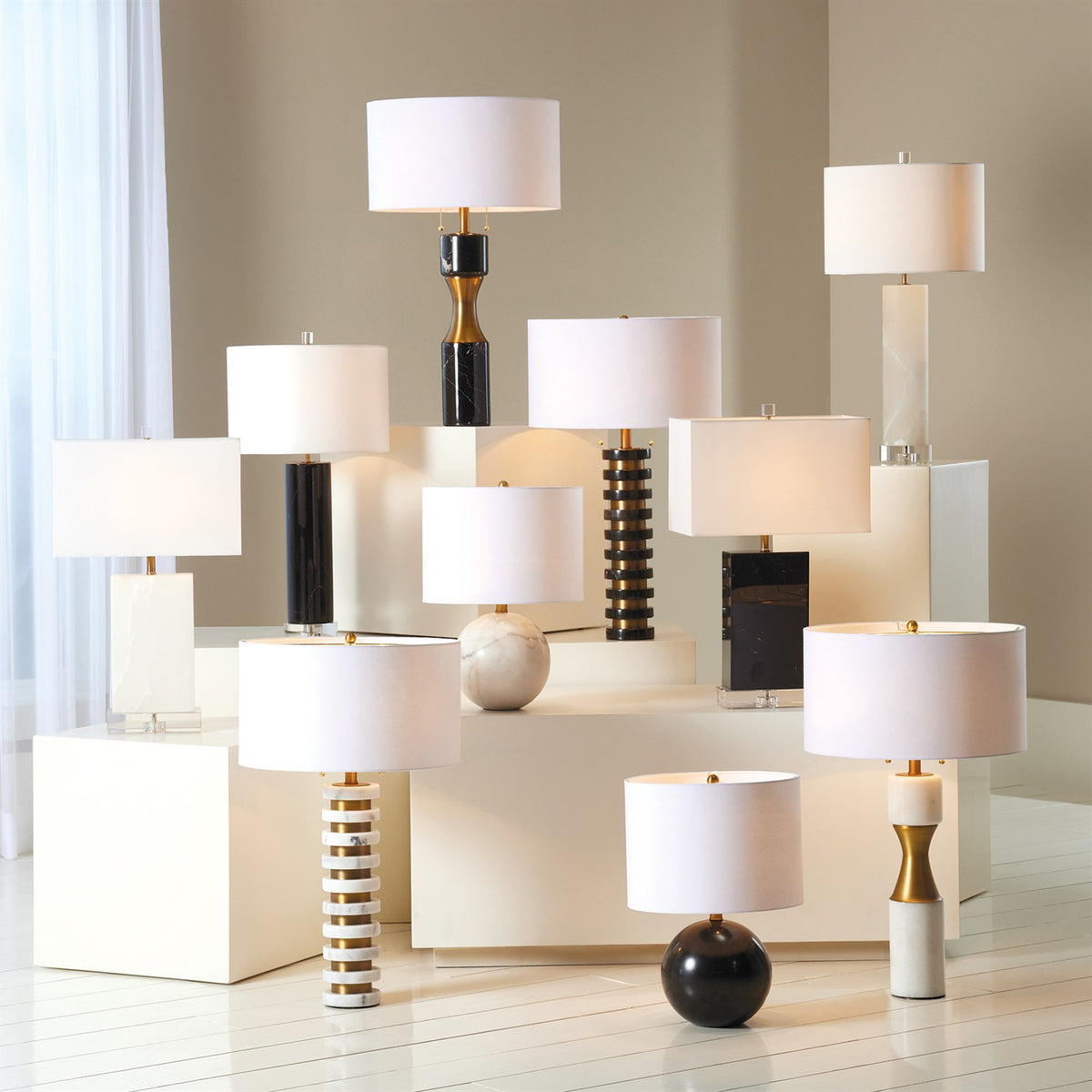 Alabaster Cylinder Table Lamp