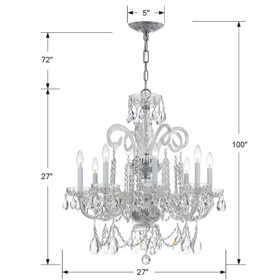 Crystorama - 5008-CH-CL-MWP - Eight Light Chandelier - Traditional Crystal - Polished Chrome