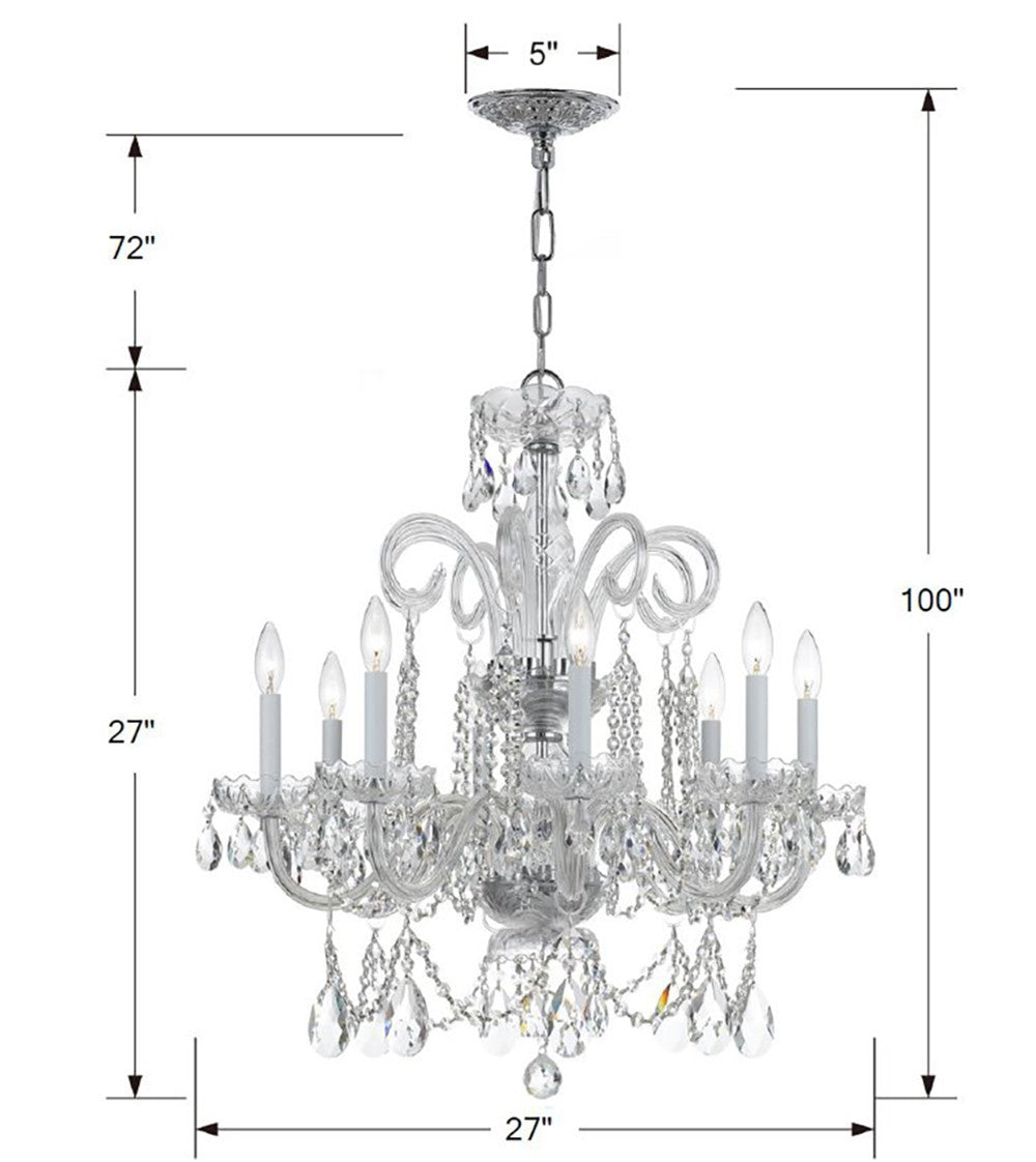 Crystorama - 5008-CH-CL-MWP - Huit lumières Suspendu - Cristal traditionnel - Chrome poli