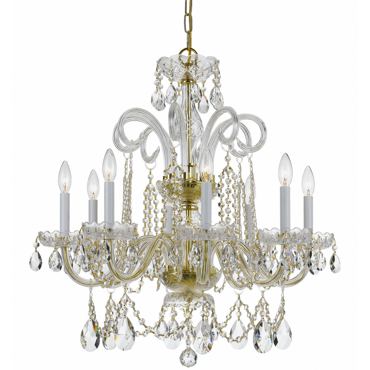 Crystorama - 5008-PB-CL-MWP - Huit lumières Suspendu - Cristal traditionnel - Laiton poli
