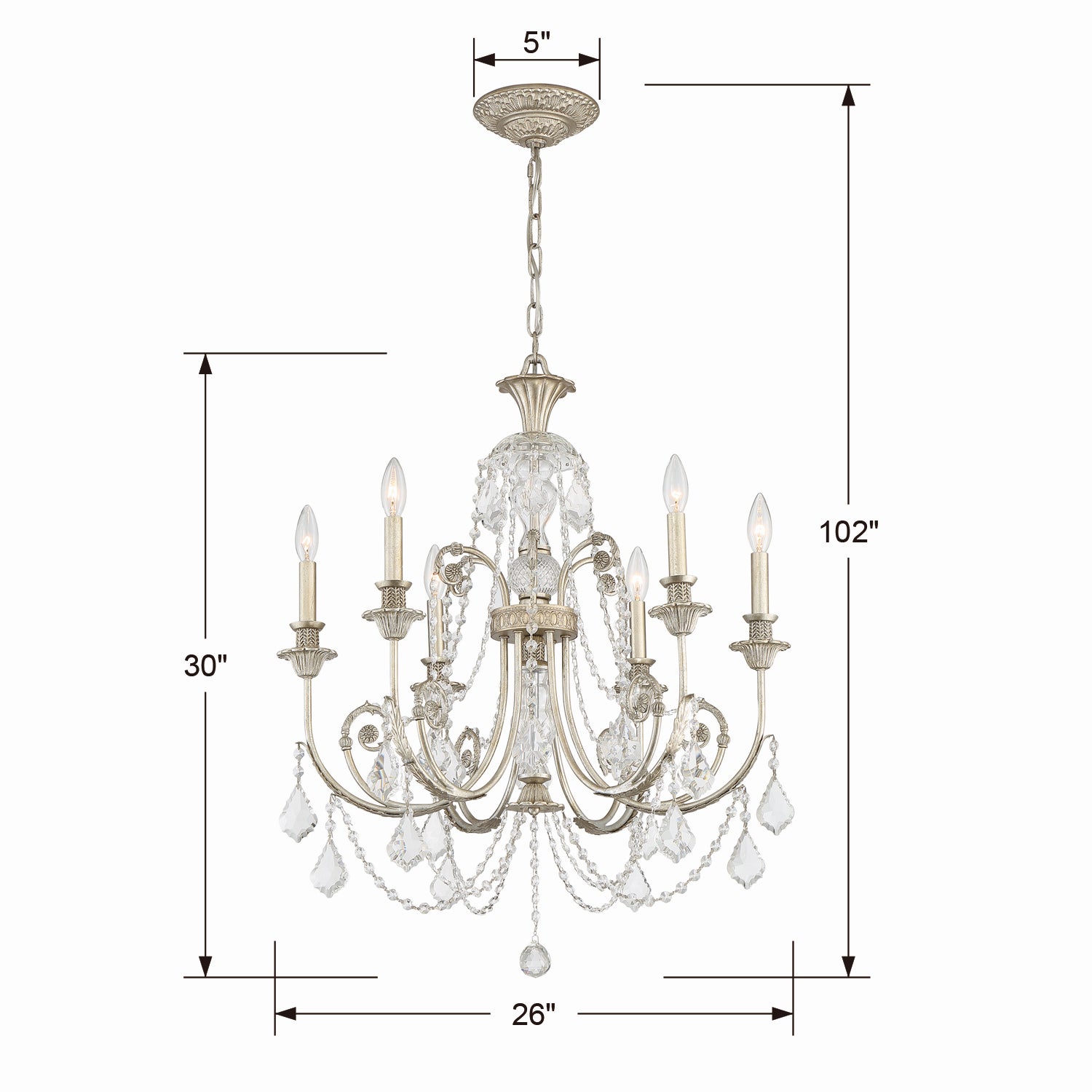 Crystorama - 5116-OS-CL-I - Six lumières Suspendu - Regis - Olde Silver