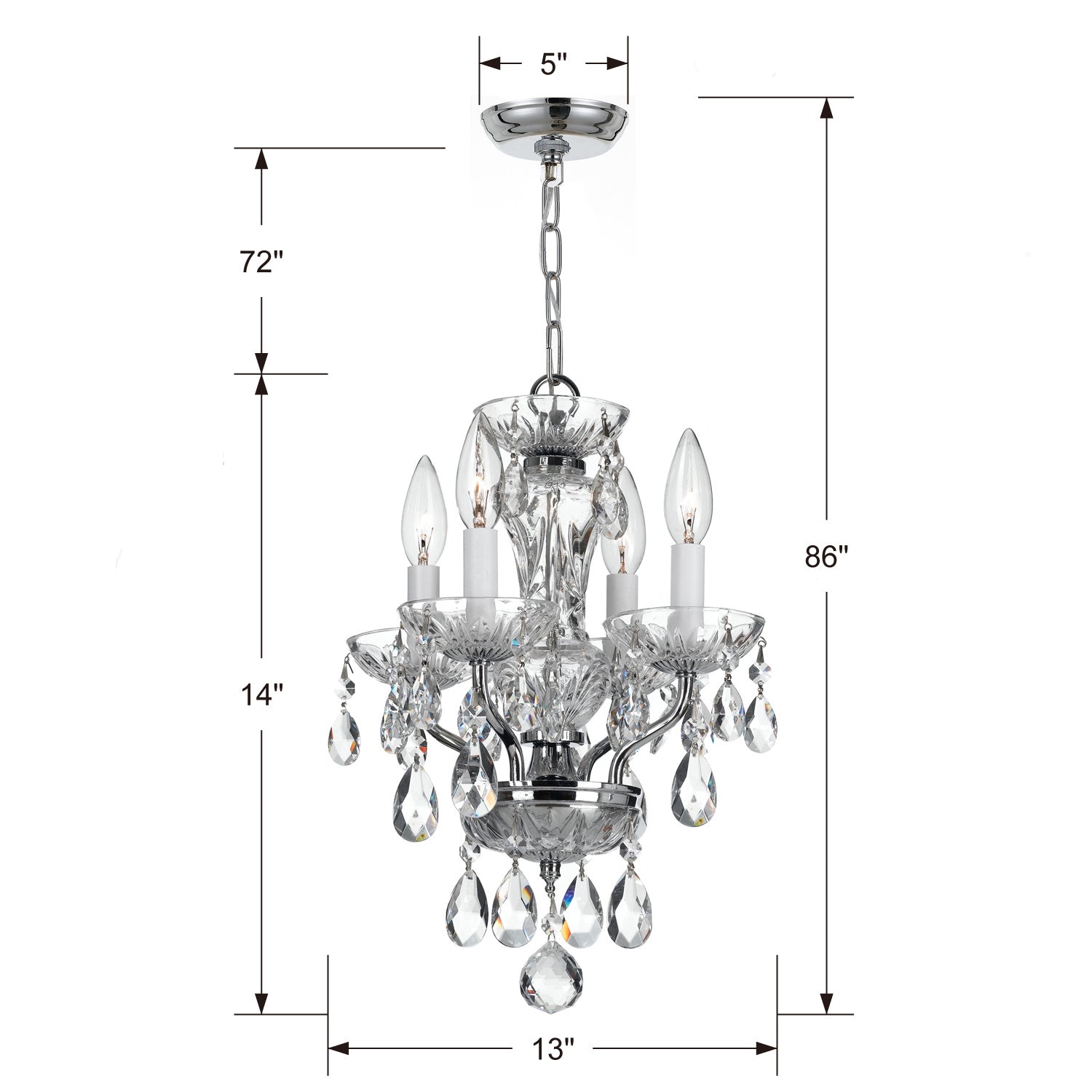 Crystorama - 5534-CH-CL-I - Four Light Mini Chandelier - Welton - Polished Chrome