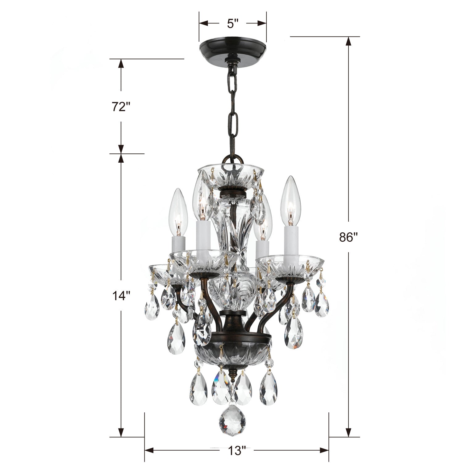 Crystorama - 5534-EB-CL-I - Four Light Mini Chandelier - Welton - English Bronze