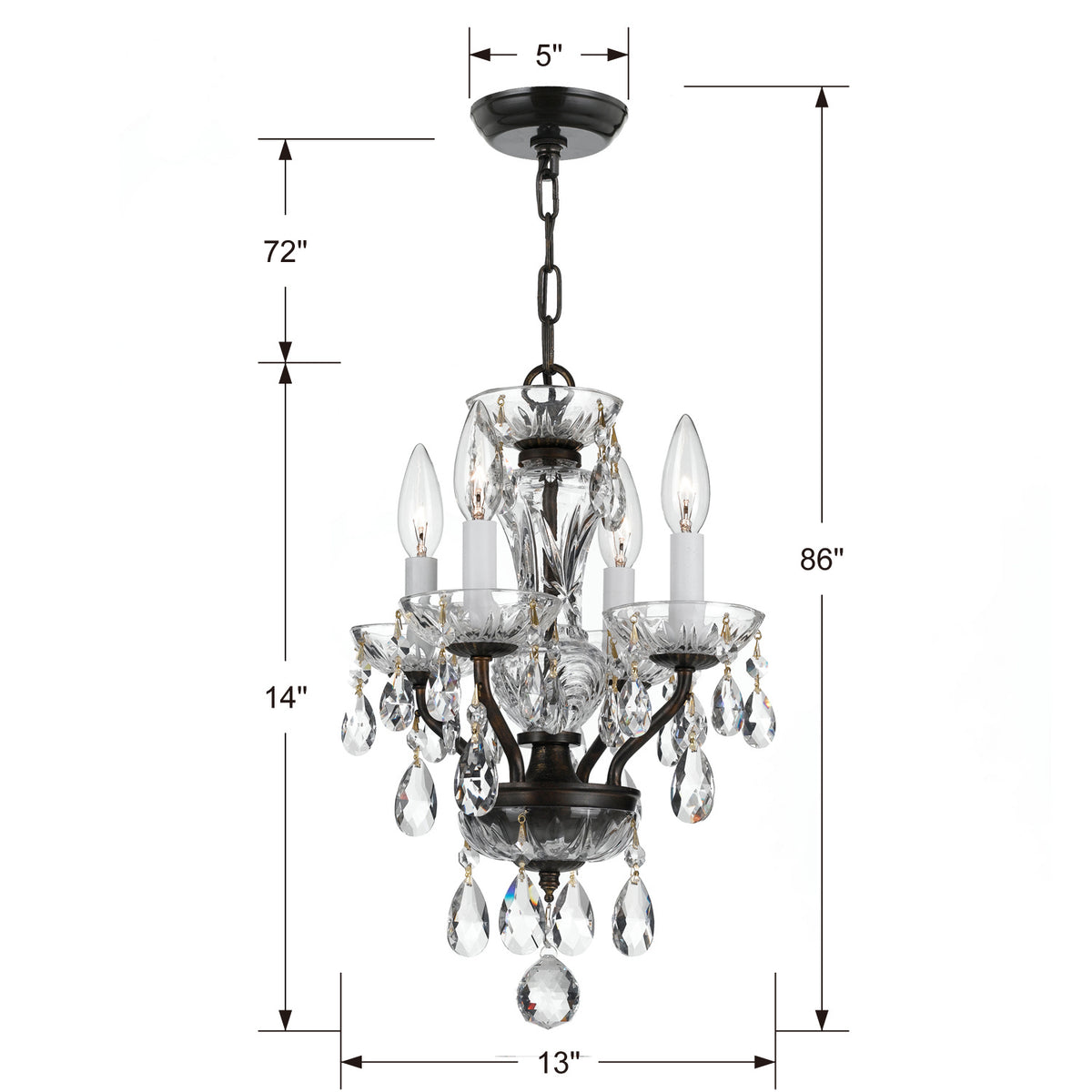 Crystorama - 5534-EB-CL-I - Four Light Mini Chandelier - Welton - English Bronze