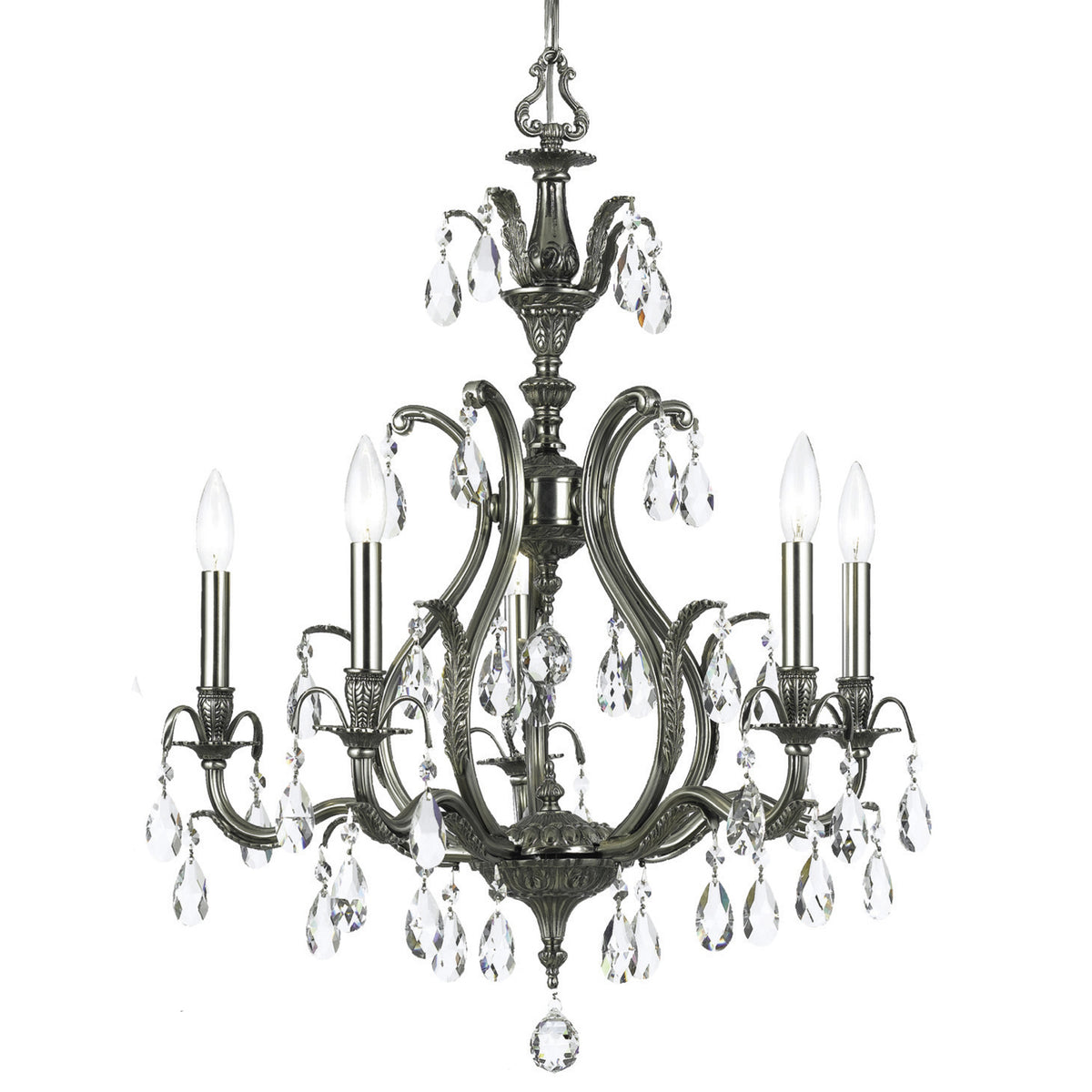 Crystorama - 5565-PW-CL-MWP - Five Light Chandelier - Dawson - Pewter